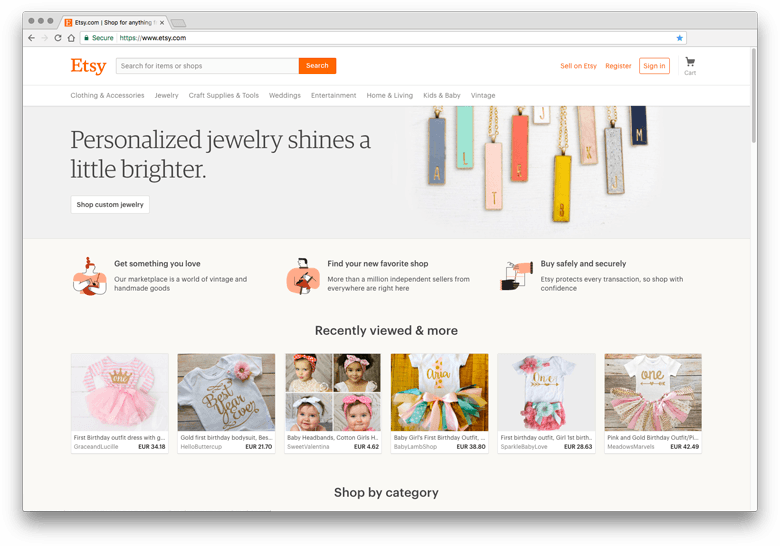 Etsy - inspiratie eCommerce