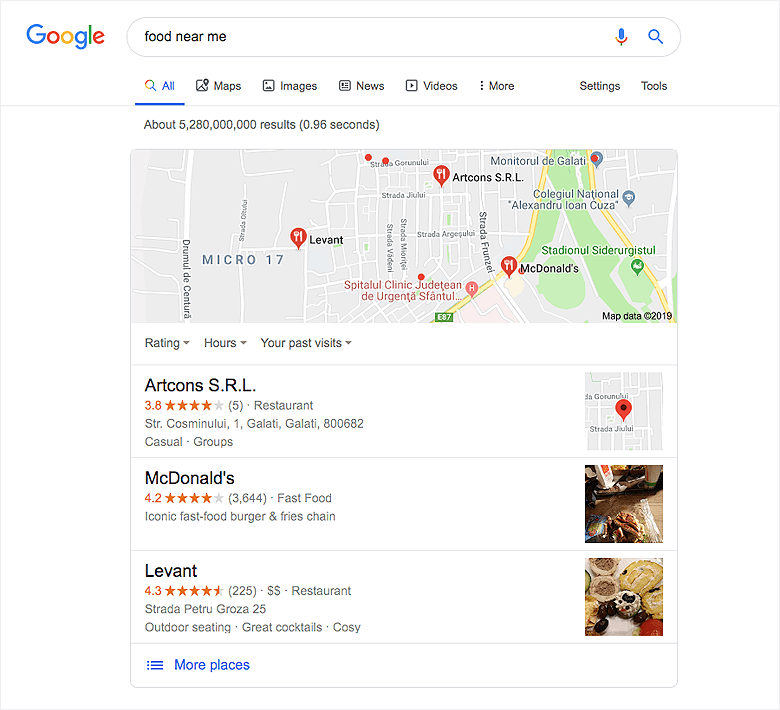 Food Near Me - rezultate Google