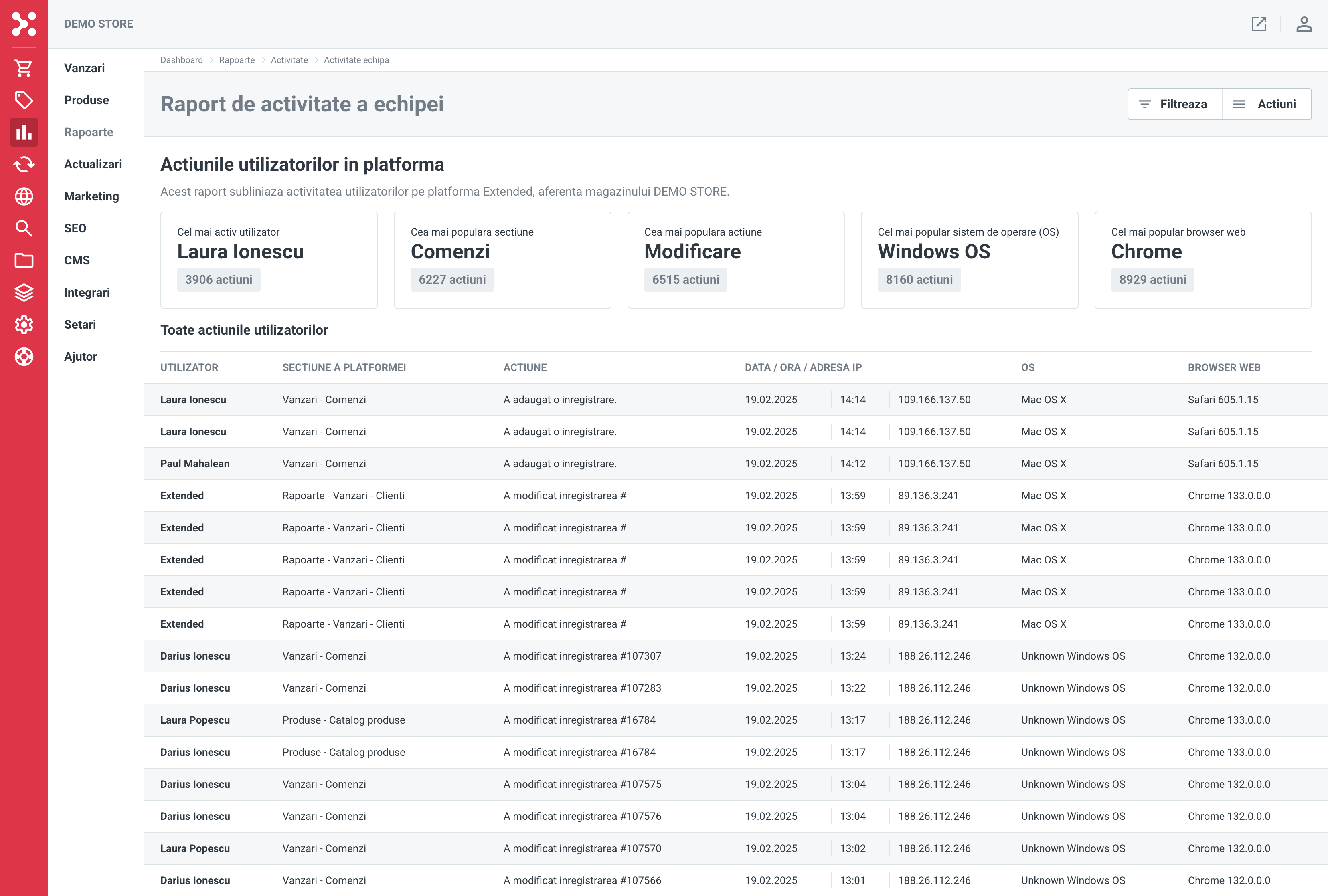 Rapoarte de activitate - Extended